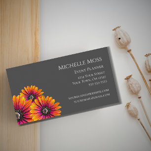Boho Daisies Elegant Botanical Gray Business Card