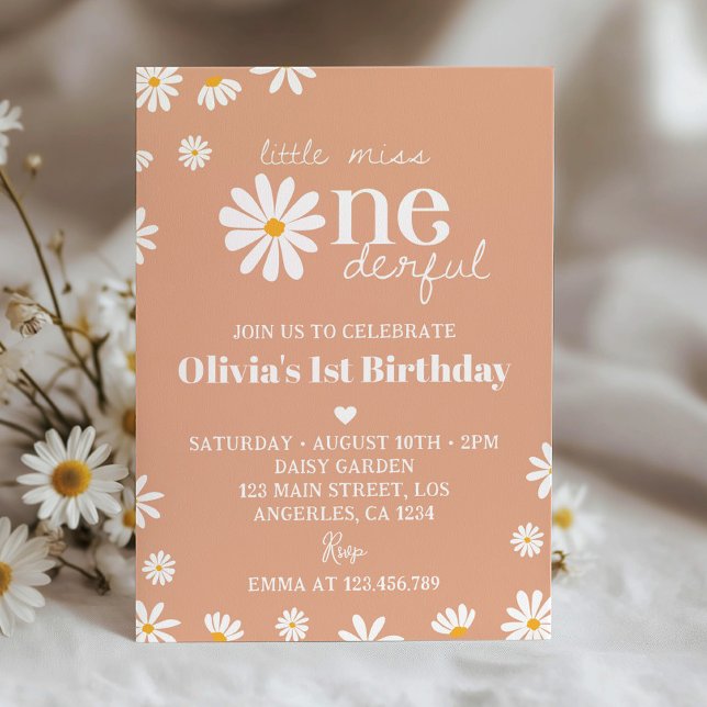 Boho Daisy 1st Birthday Invitation (Creator Uploaded)