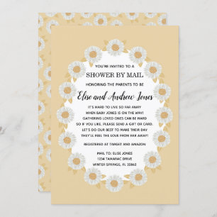 Boho Daisy Baby Girl Baby Shower by Mail Invitation
