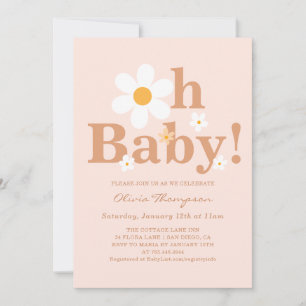 Boho Daisy Baby Girl Shower Invitation