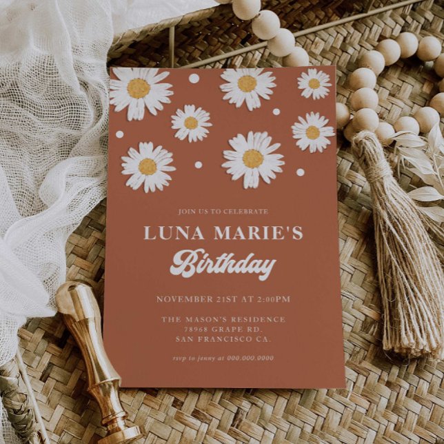 Boho Daisy Birthday Invitations  (Creator Uploaded)