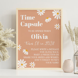 Boho Daisy Birthday Time Capsule Poster