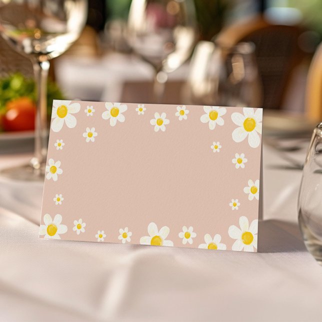 Boho Daisy Bloom Birthday Party Food Tent Place Card (Creator Uploaded)