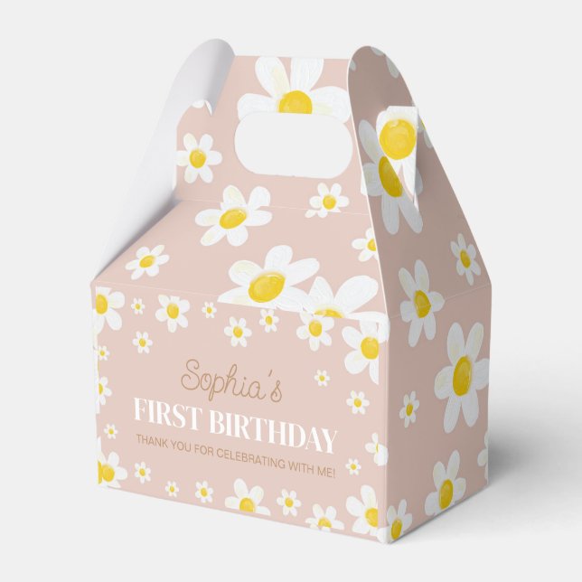 Boho Daisy Bloom Girl Birthday Favour Boxes (Front Side)