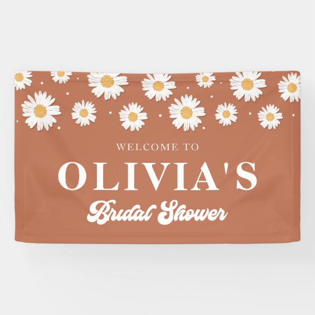 Boho Daisy Bridal Shower Welcome Banner (Horizontal)