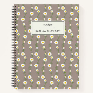 Boho Daisy Chain Floral Pattern Personalised Notebook