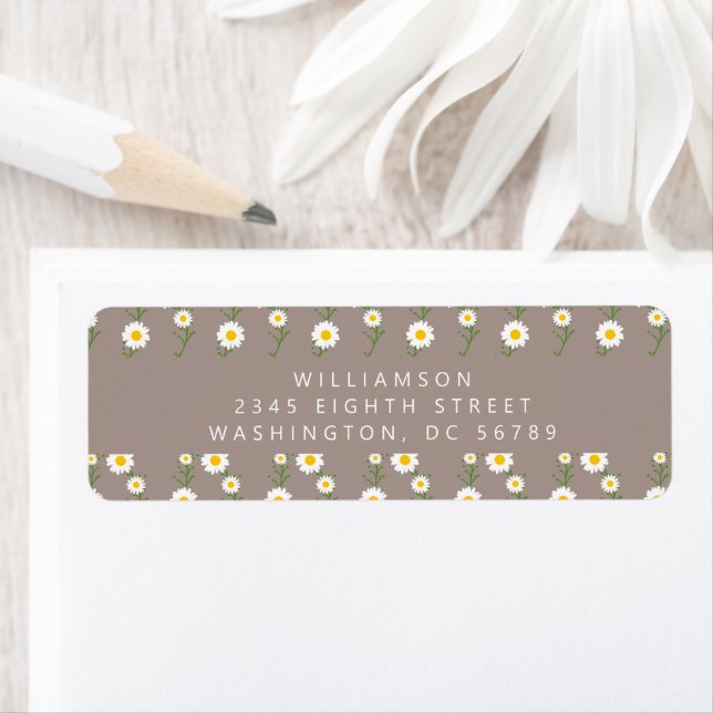Boho Daisy Chain Floral Taupe Return Address Label (Insitu)