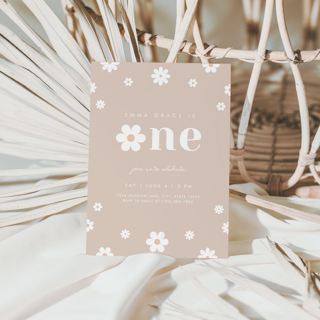 Boho Daisy First Birthday Invitation (Creator Uploaded)