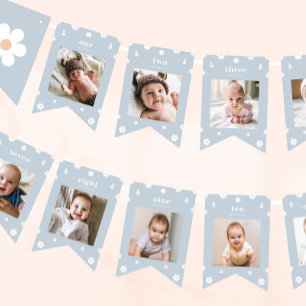 Boho Daisy First Birthday Photo Banner