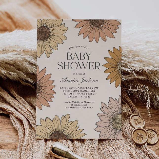 Boho Daisy Floral Baby Shower Invitation (Creator Uploaded)