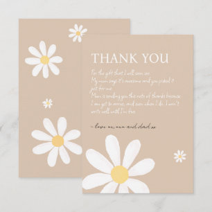 Boho Daisy Floral Baby Shower Thank You Card