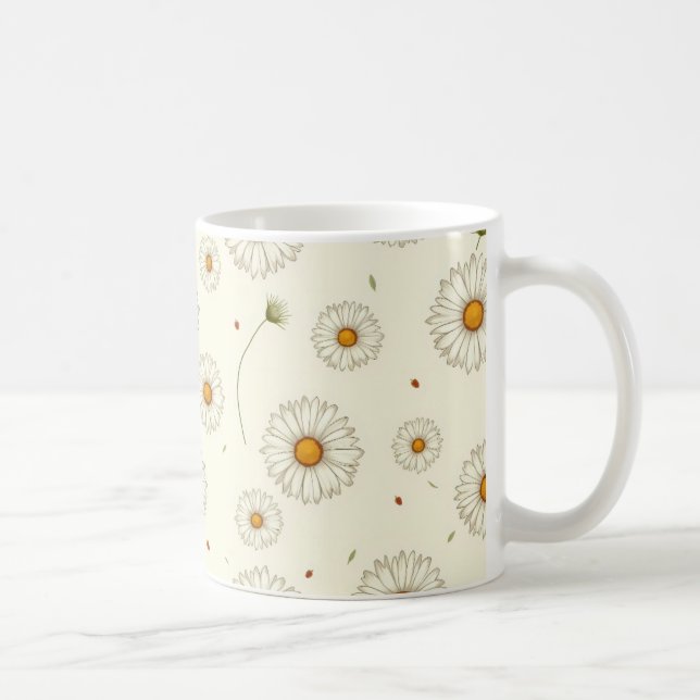 Boho Daisy Floral–Minimalist Spring Bloom Aestheti Coffee Mug (Right)
