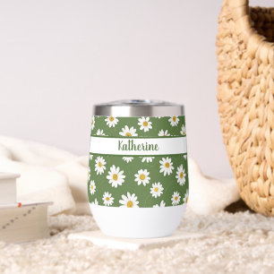Boho Daisy Floral Pattern Green