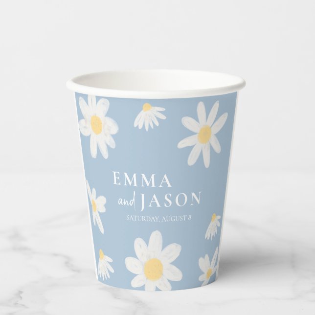 Boho Daisy Floral Wedding Paper Cups (Front)