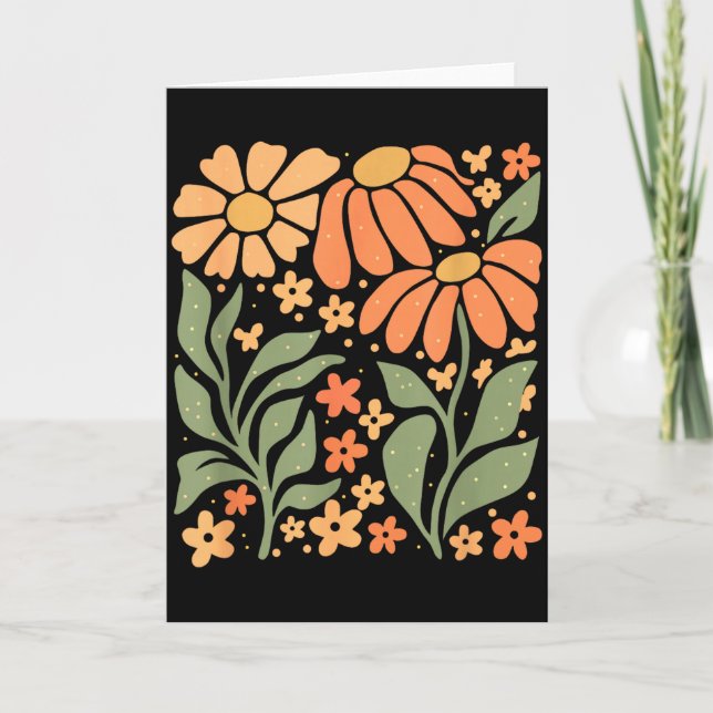 Boho Daisy Flower,retro Floral Funny Gift Tee Wome Card (Front)