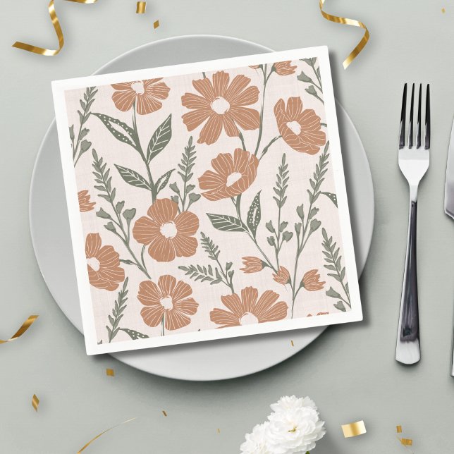 Boho Daisy Flowers Floral    Napkin (Creator Uploaded)