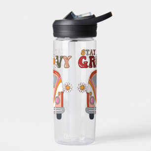 Boho Daisy Flowers Retro Groovy Floral design Water Bottle