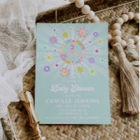 Boho Daisy Girl Baby Shower Invitation