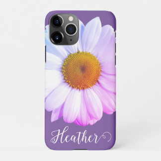 Boho Daisy on Purple Name Phone Case