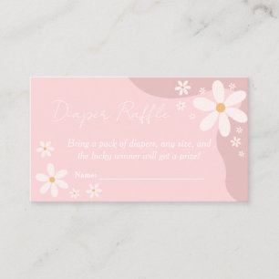 Boho Daisy Pink Baby Girl Shower Diaper Raffle Enclosure Card
