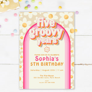 Boho Daisy Rainbow Birthday Invitation – Retro Gro