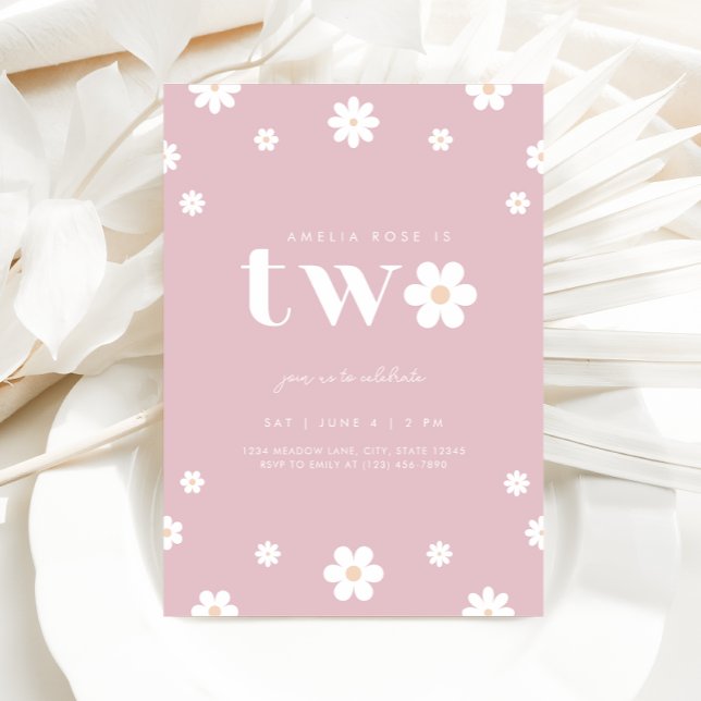 Boho Daisy Second Birthday Invitation (Creator Uploaded)