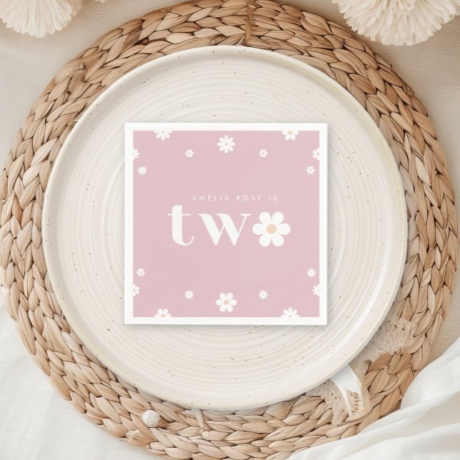 Boho Daisy Second Birthday Napkin (Creator Uploaded)