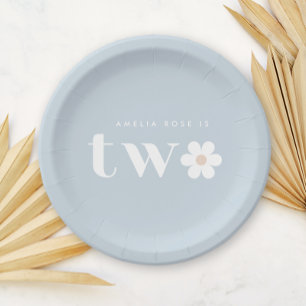 Boho Daisy Second Birthday Paper Plates