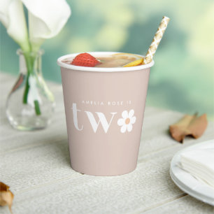 Boho Daisy Second Birthday Party Paper Cup