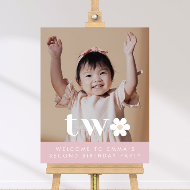Boho Daisy Second Birthday Photo Welcome Sign (Creator Uploaded)