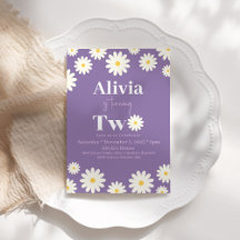 Boho Daisy Two Floral Purple Bohemian 2nd Birthday