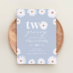 Boho Daisy Two Groovy 2nd Birthday Party Invitation