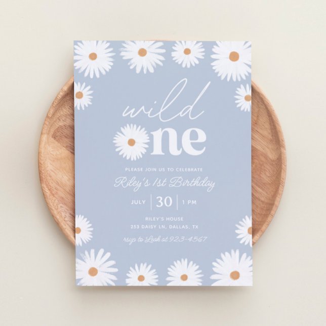 Boho Daisy Wild One 1st Birthday Party Invitation (Creator Uploaded)