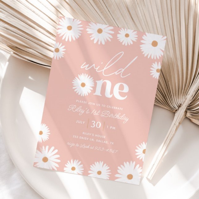 Boho Daisy Wild One 1st Birthday Party Invitation (Creator Uploaded)