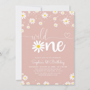 Boho Daisy Wild One Daisy Birthday Invitation