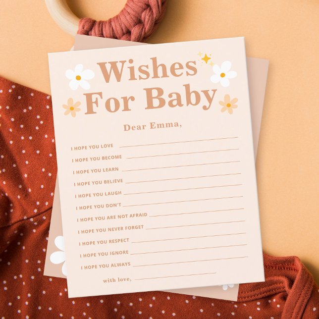 Boho Daisy wishes for baby advice cards (Creator Uploaded)
