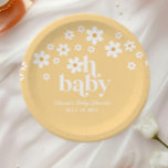 boho Daisy yellow Baby Shower Paper Plate<br><div class="desc">Oh Baby!. Retro inspired daisy baby shower plates with 70's style daisies and boho fonts and colours.</div>