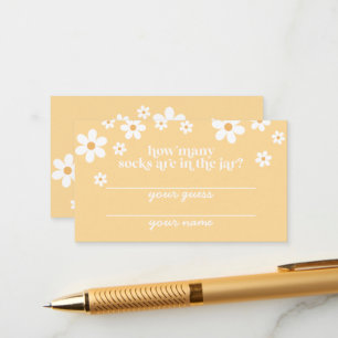 Boho daisy yellow floral Baby Shower Diaper Raffle Enclosure Card