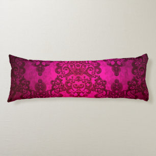 Boho Damask Deep Glowing Pink Victorian Style Body Cushion