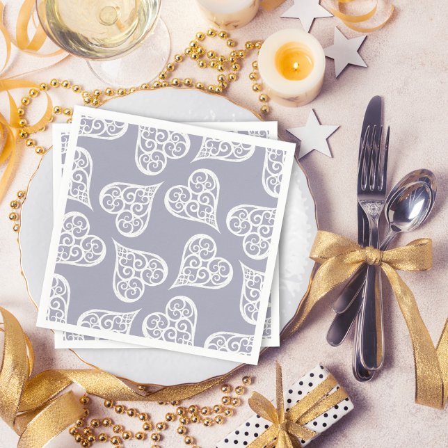Boho Damask Heart Pattern Elegant Feminine Chic Napkin (Creator Uploaded)
