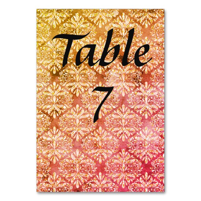 Boho Damask Table Number (Front)