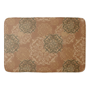 Boho Dark Rust Mandalas Bath Mat
