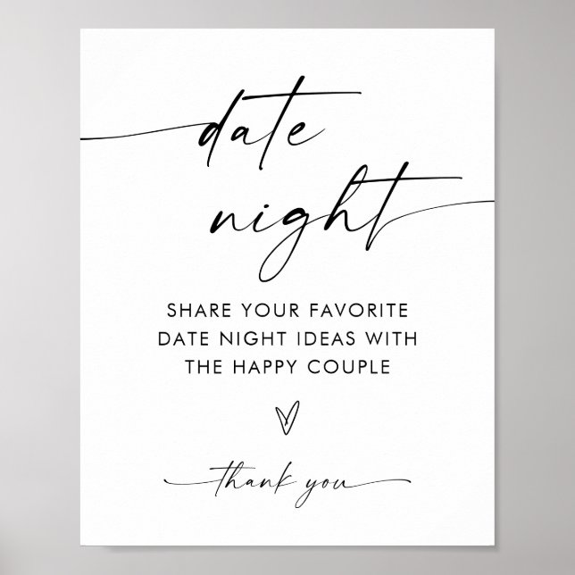 Boho Date Night Ideas, Modern Minimalist Bridal Poster (Front)