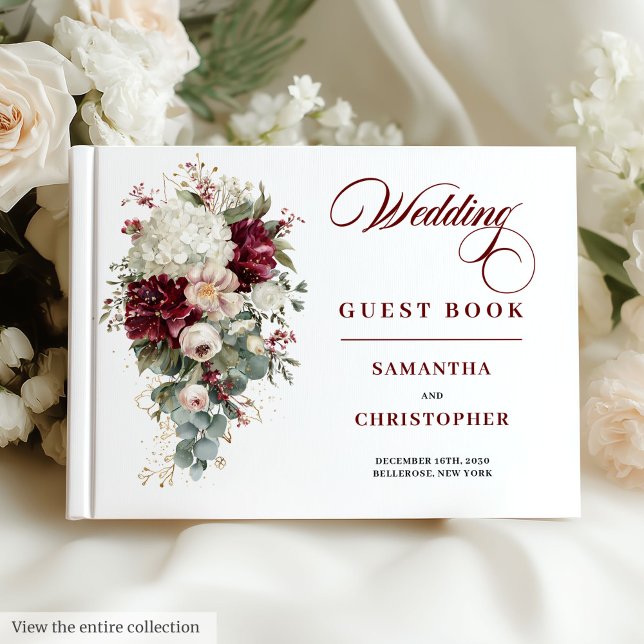 Boho deep red blush gold floral wedding guest book (Boho deep red blush gold floral wedding guest book

)