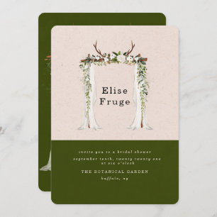 Boho Deer Antlers White Canopy Bridal Shower Invitation