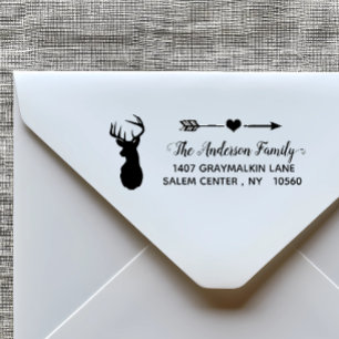 Boho Deer Calligraphy Address Family Handwritten Self-inking Stamp