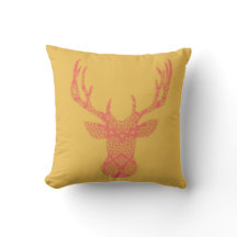 Boho Deer Head Pillow