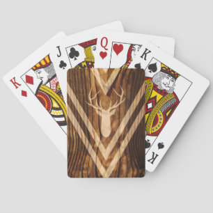 Boho deer on rustic wood playing cards