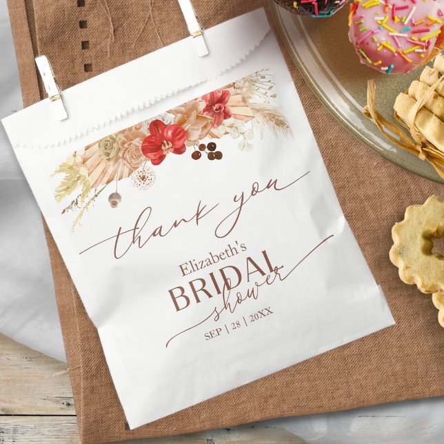 Boho Delicate Calligraphy Thank You Bridal Shower Favour Bag (Creator Uploaded)