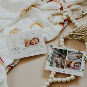 Boho Delicate Floral   Baptism Thank You